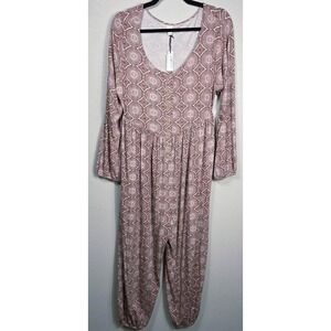 Kate Quinn‎ The Woods Cedar Batik Jumpsuit Womens M NWT Modal Boho Lounge